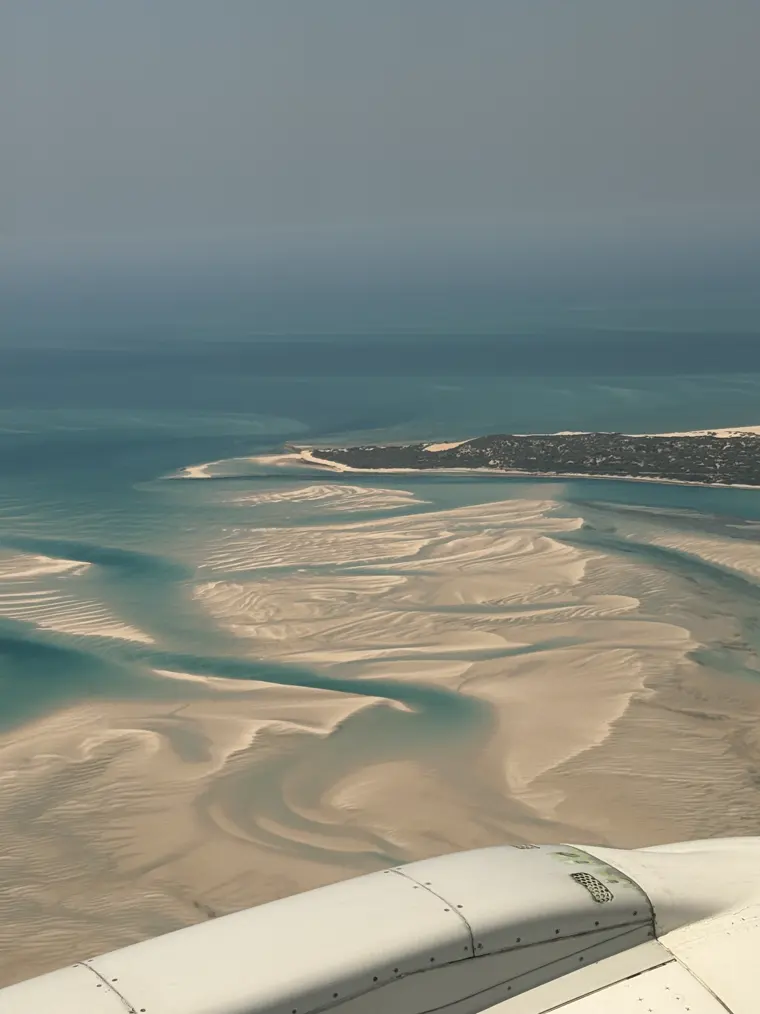 Sandbanks of the bay from a light aircraft