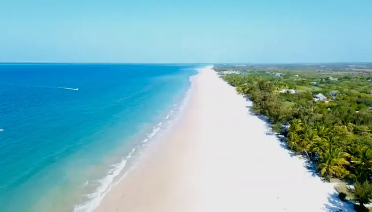 The white beach running north from above