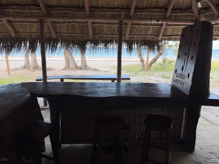 The bar counter under the thatch