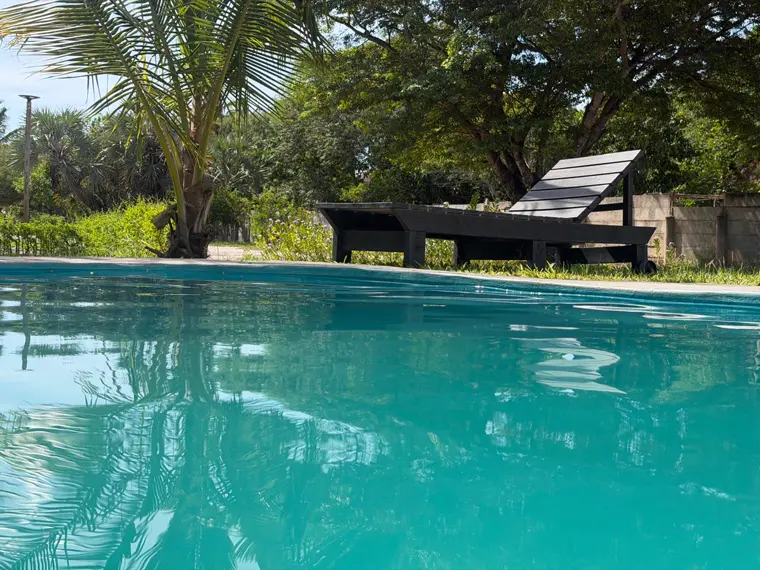 The pool, a short walk from the stands