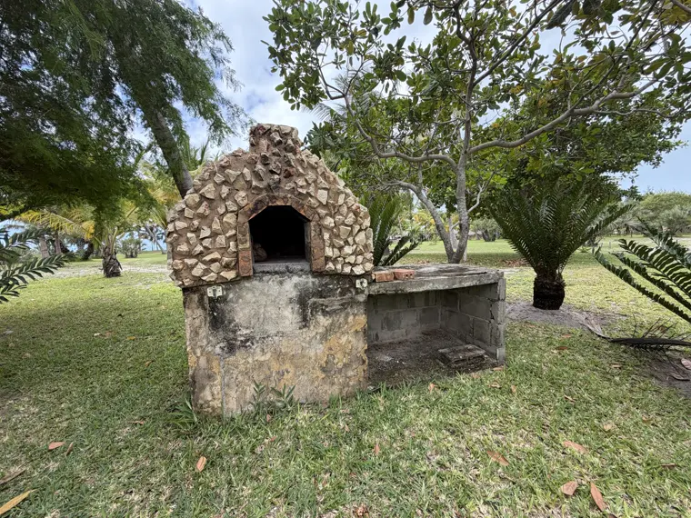 The stone pizza oven by the casas