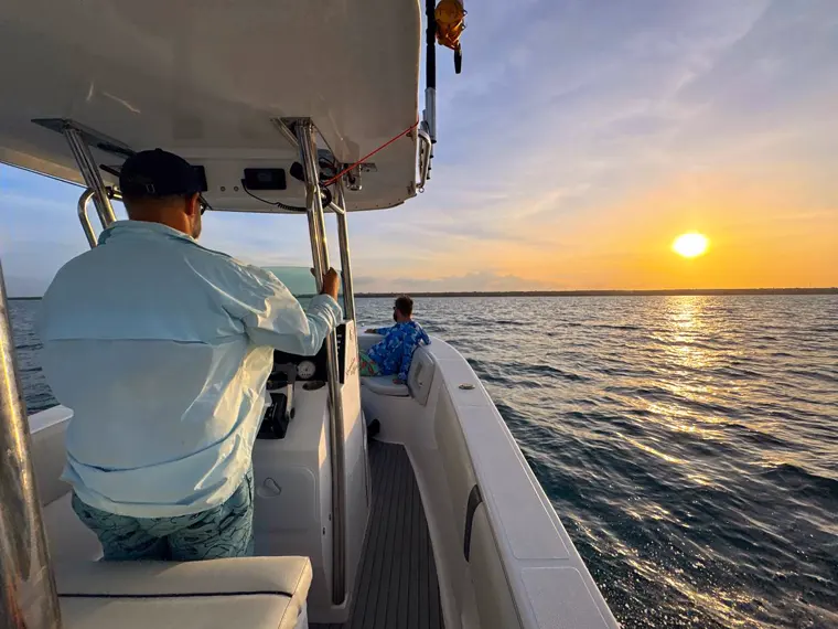 Sunrise from the boat on an early run