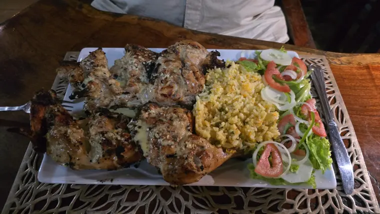 A plated seafood dinner