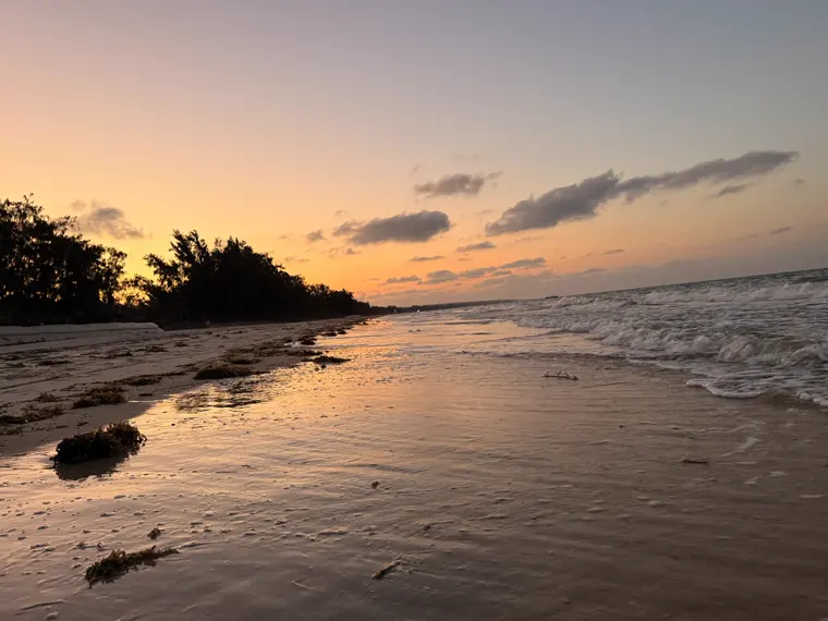 The beach at sunset, tide out