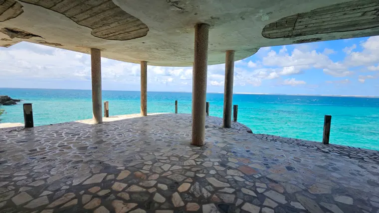 Looking out from the old jetty shelter