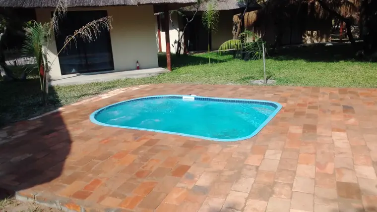 The pool on its terracotta deck