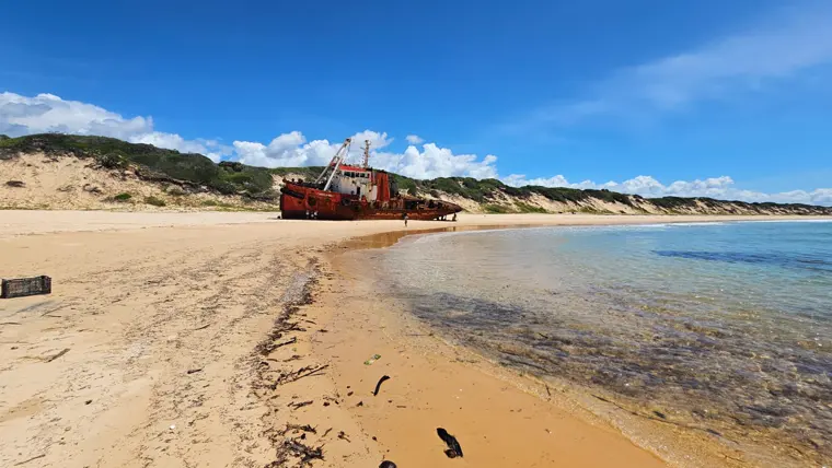 The wreck down the beach at low tide